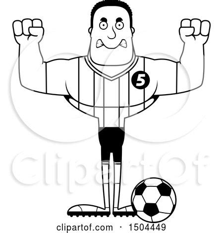 Clipart of a Black and White Mad Buff African American Male Soccer Player - Royalty Free Vector ...