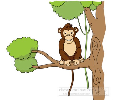 Monkeys Primates Clipart Clipart - monkey-sitting-on-a-tree-branch ...