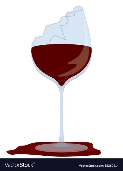 Broken wine glass with spilled red wine Royalty Free Vector