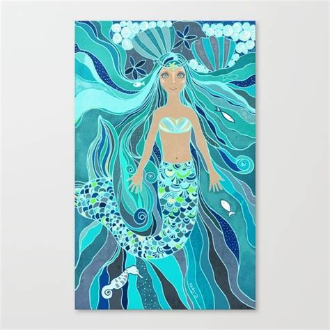 Mermaid Canvas Print | Mermaid canvas, Beach theme wall decor, Mermaid art