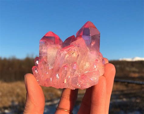 Pretty Pink Aura Quartz Cluster, Pink Aura Crystal Healing, Gift Idea, Crystals for Altar ...