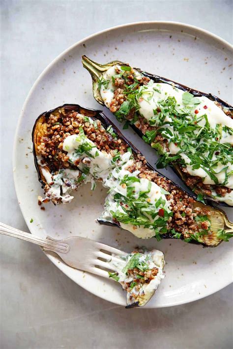 Loaded Grilled Eggplant Recipe with Creamy Sauce