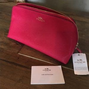 Coach | Bags | Coach Cosmetic Bag Bright Pink Red Beauty Bag | Poshmark