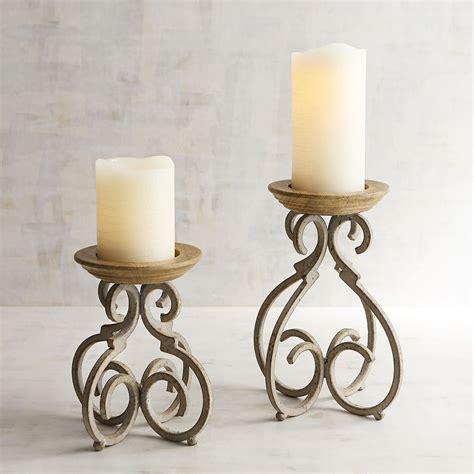 Rustic Metal Scroll Pillar Candle Holders | Pier 1 Imports | Candle ...