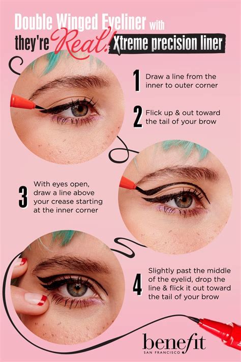 How to Double Winged Graphic Eyeliner Look Tutorial using They’re Real! Xtreme Precision Liner ...