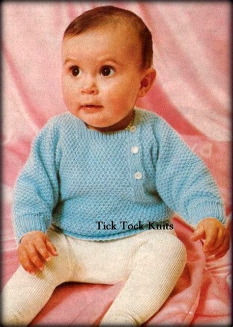 No.507 Baby Sweater Knitting Pattern PDF Vintage - Side-Button Pullover Sweater - Sizes 3, 6, 12 ...