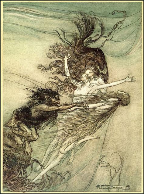 Arthur Rackham "WAGNER'S RING CYCLE: The Rhinegold" (1910) "The Rhine-Maidens teasing Alberich ...