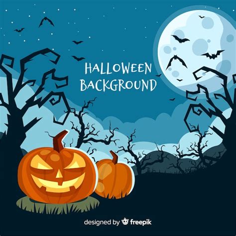 Free Vector | Spooky halloween background with flat design