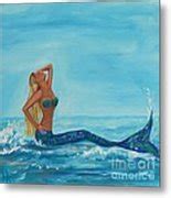 Sunbathing Mermaid Painting by Leslie Allen