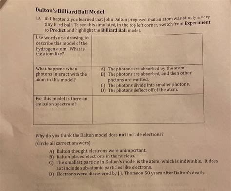 Solved Dalton's Billiard Ball Model 10. In Chapter 2 you | Chegg.com