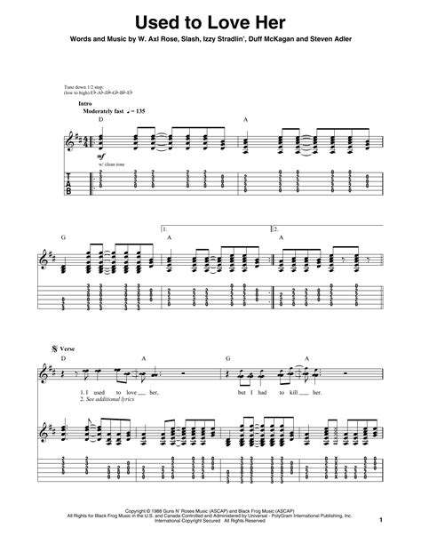 Used To Love Her by Guns N' Roses - Guitar Tab Play-Along - Guitar ...