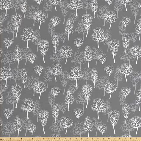 Forest Fabric by The Yard, Nature Eco Pattern with Winter Woodland Deciduous Trees, Decorative ...