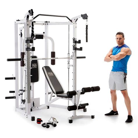 Marcy Smith Cage Machine with Workout Bench and Weight Bar Home Gym Equipment SM-4008 | Home gym ...
