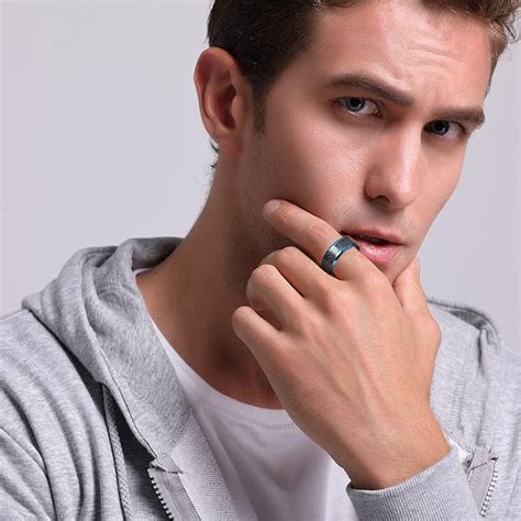 Anodize Carbon Fiber Men's Ring | Blue tungsten, Mens carbon fiber ring, Rings for men