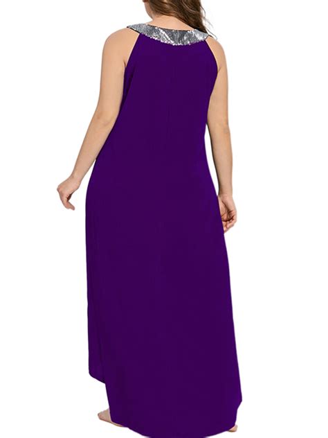 JustVH Women Plus Size Maxi Dresses Sequins Sleeveless Long Dress ...