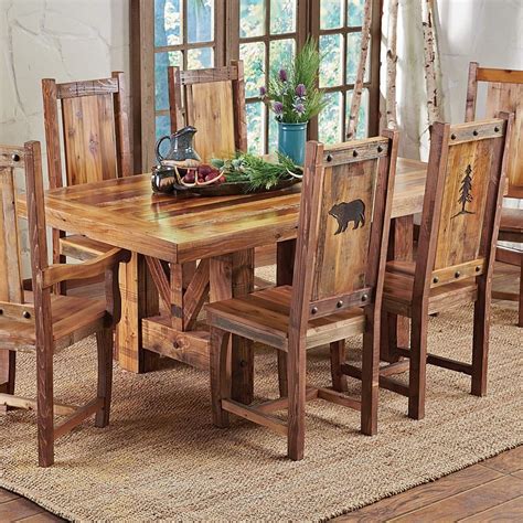 Western Trestle Table & Chairs - Country Rustic Wood Log Kitchen Furniture Decor | eBay | Rustic ...
