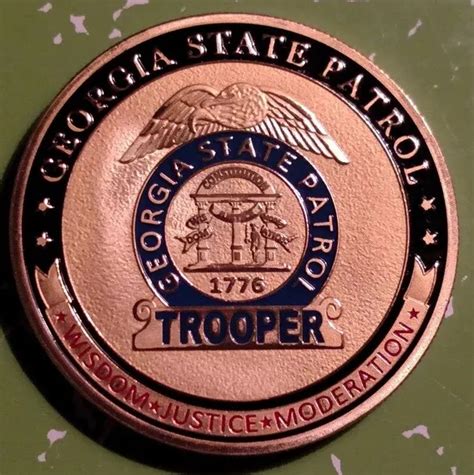 GEORGIA STATE PATROL Police Department Colorized Art Round Challenge Coin $19.99 - PicClick