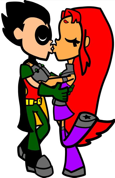 TTG!-Robin and Starfire Kissing by AnimeAngelArtist1990 on DeviantArt