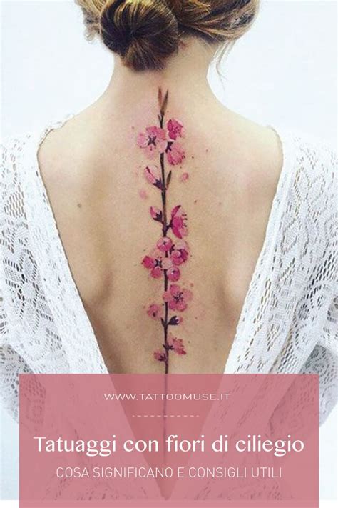 Tatuaggi coi fiori di ciliegio: foto e significato | Spine tattoos for women, Blossom tattoo ...