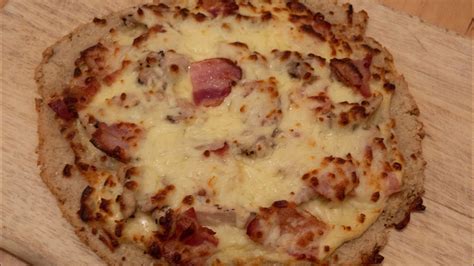 Keto chicken crust pizza - no canned chicken. Chicken and bacon alfredo sauce pizza - Two 9 inch ...