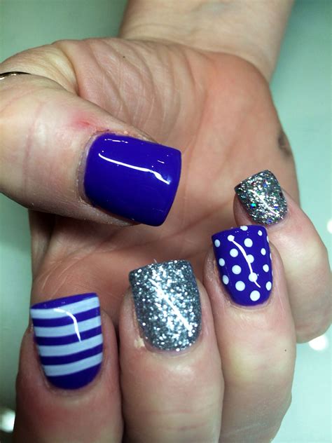 Purple gel polka dots and stripes | Fashion nails, Nails, Euphoria nails