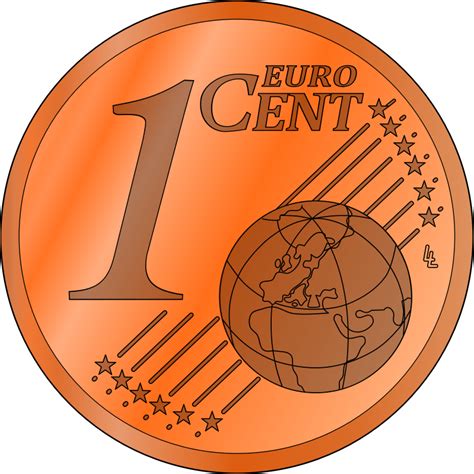 one euro cent, colored - Openclipart