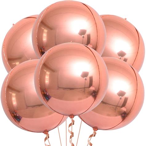 Buy Giant, Rose Gold Balloon Garland, 22 Inch - Pack of 6 | Round 360 Degree Metallic Rose Gold ...