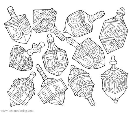 Many Dreidels Coloring Pages - Free Printable Coloring Pages