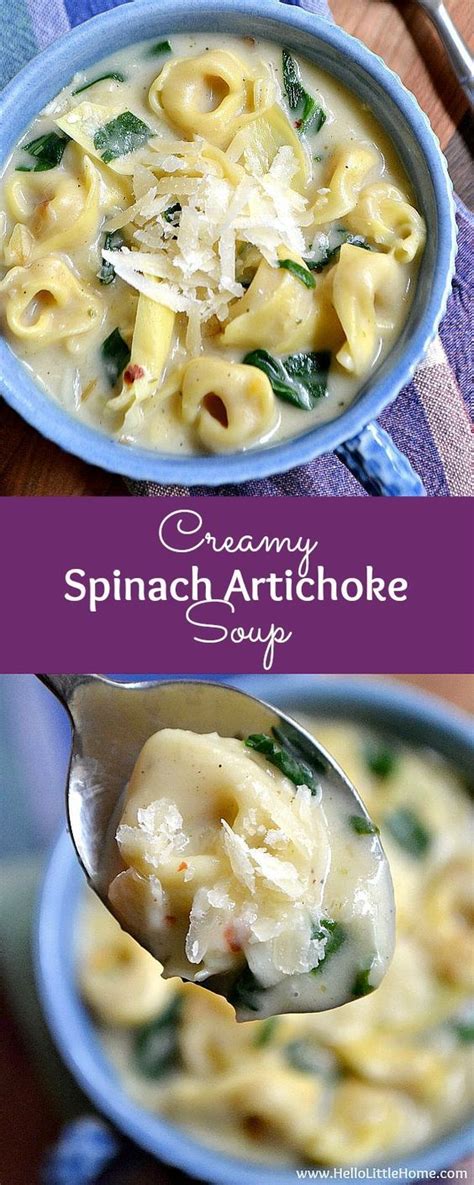 Creamy Spinach Artichoke Soup ... this rich vegetarian soup recipe is quick and easy to make and ...