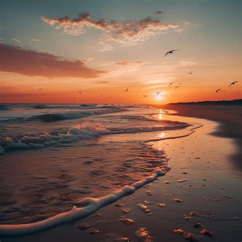 Premium AI Image | Golden Horizons Minimalist Beach Sunset