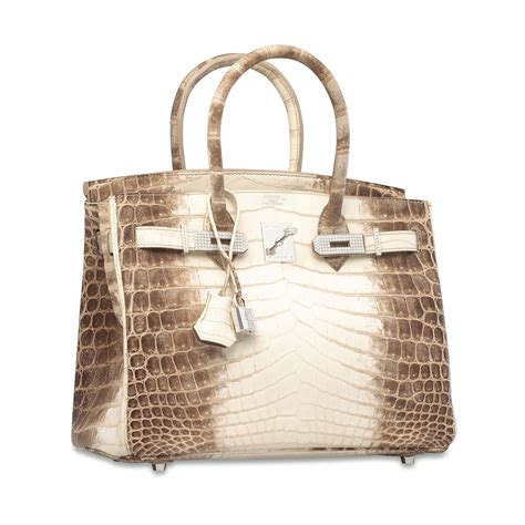 AN EXCEPTIONAL, MATTE WHITE HIMALAYA NILOTICUS CROCODILE DIAMOND BIRKIN 30 WITH 18K WHITE GOLD ...