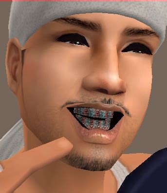 Mod The Sims - Icey Blue & Red Grillz