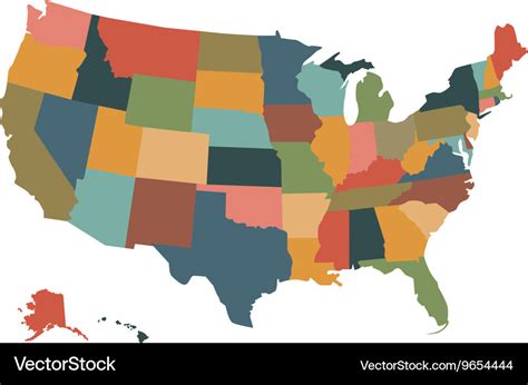 Colorful political USA map Royalty Free Vector Image