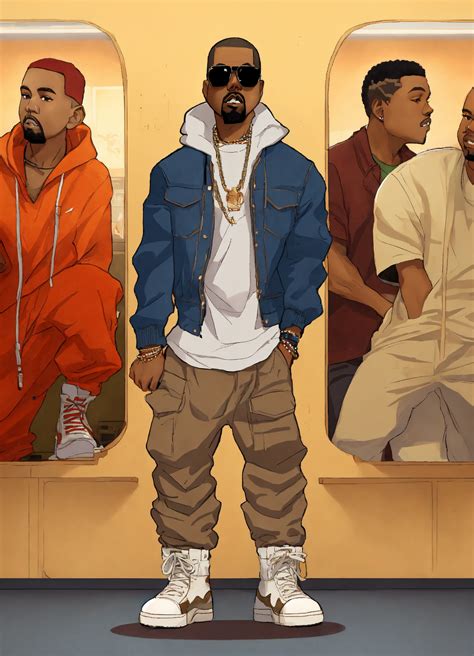 Lexica - Hip hop art style Kanye West boondocks full body