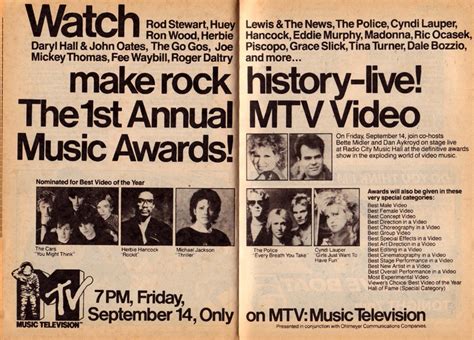 1st Annual MTV Video Music Awards | Mtv, Mtv video music award, Video ...