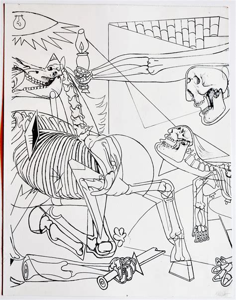 Graveyard guernica sketches Ink by Ron English | Trampt Library