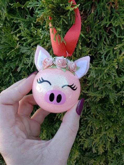 Pig Ornament Farm Christmas Ornament Glitter Ornament Personalized ...