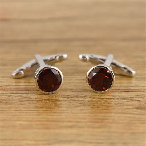 925 Sterling Silver Gemstone Cufflinks Red Garnet Cufflinks | Etsy