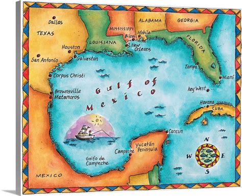 Map of the Gulf of Mexico Wall Art, Canvas Prints, Framed Prints, Wall ...