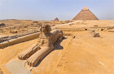 Aerial view of the Great Sphinx of Giza in Egypt stock photo