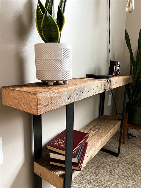 Rustic Reclaimed Wood Console Table With Shelf Hallway Table | Etsy