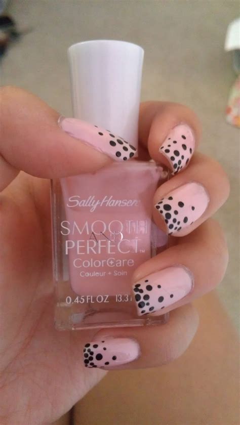 Pink and black polka dot nails. | Polka dot nails, Dots nails, Dip ...