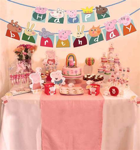 Party Propzpeppa Pig Happy Birthday Banner for Peppa Pig Birthday Decoration: Buy Online in ...