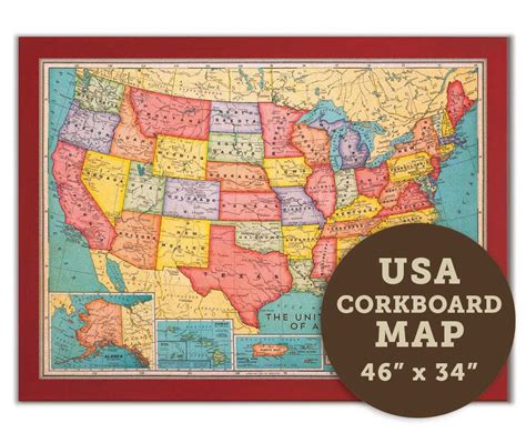 Cork Board USA Map | Cork board map, Us travel map, Travel map pins