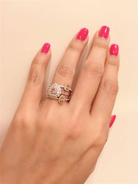 Stacked diamond rings . All pink diamonds !!! | Gold jewelry fashion ...