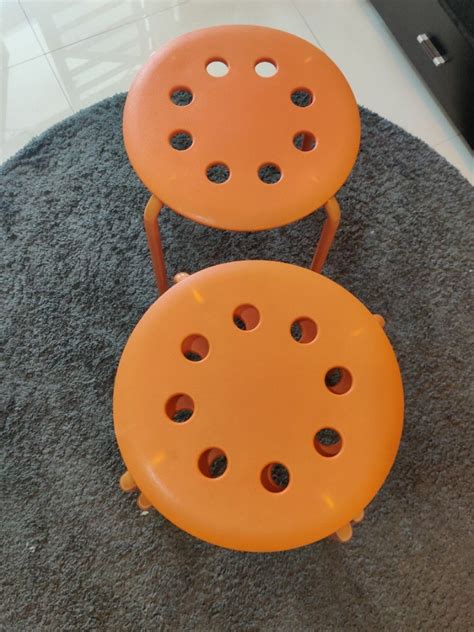 IKEA Set of 3 Orange Stools, Furniture & Home Living, Furniture, Chairs on Carousell