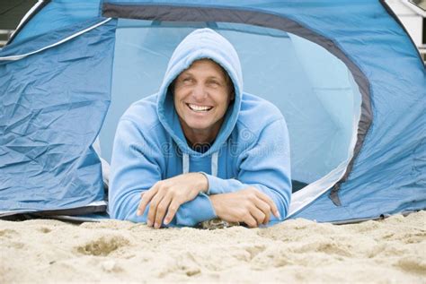 Happy Man Camping Royalty Free Stock Photo - Image: 12105095