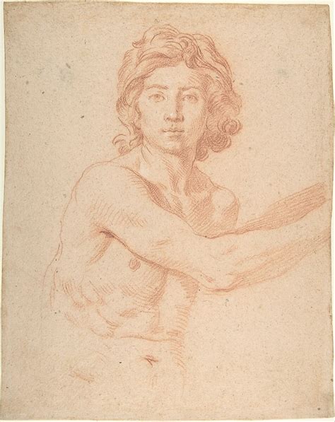 Simone Cantarini | Half-Figure of a Youth with His Right Arm Raised | The Met