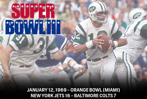 SUPER BOWL III New York Jets 16 - Baltimore Colts 7 #NBCSports | Jr sports, Sports, New york jets