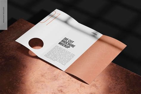 Premium PSD | Die cut brochure mockup, opened